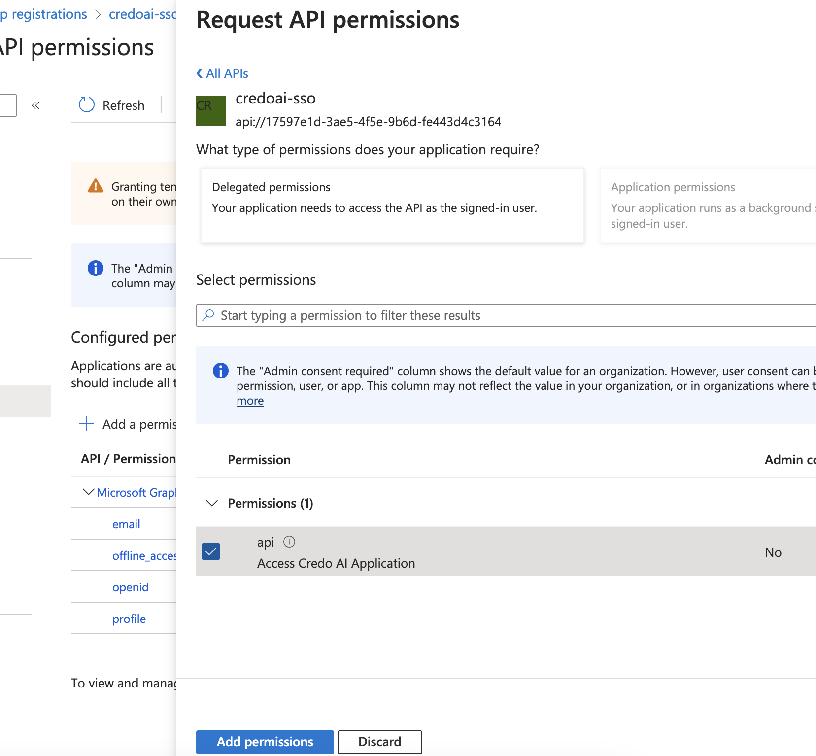 Select API Permissions