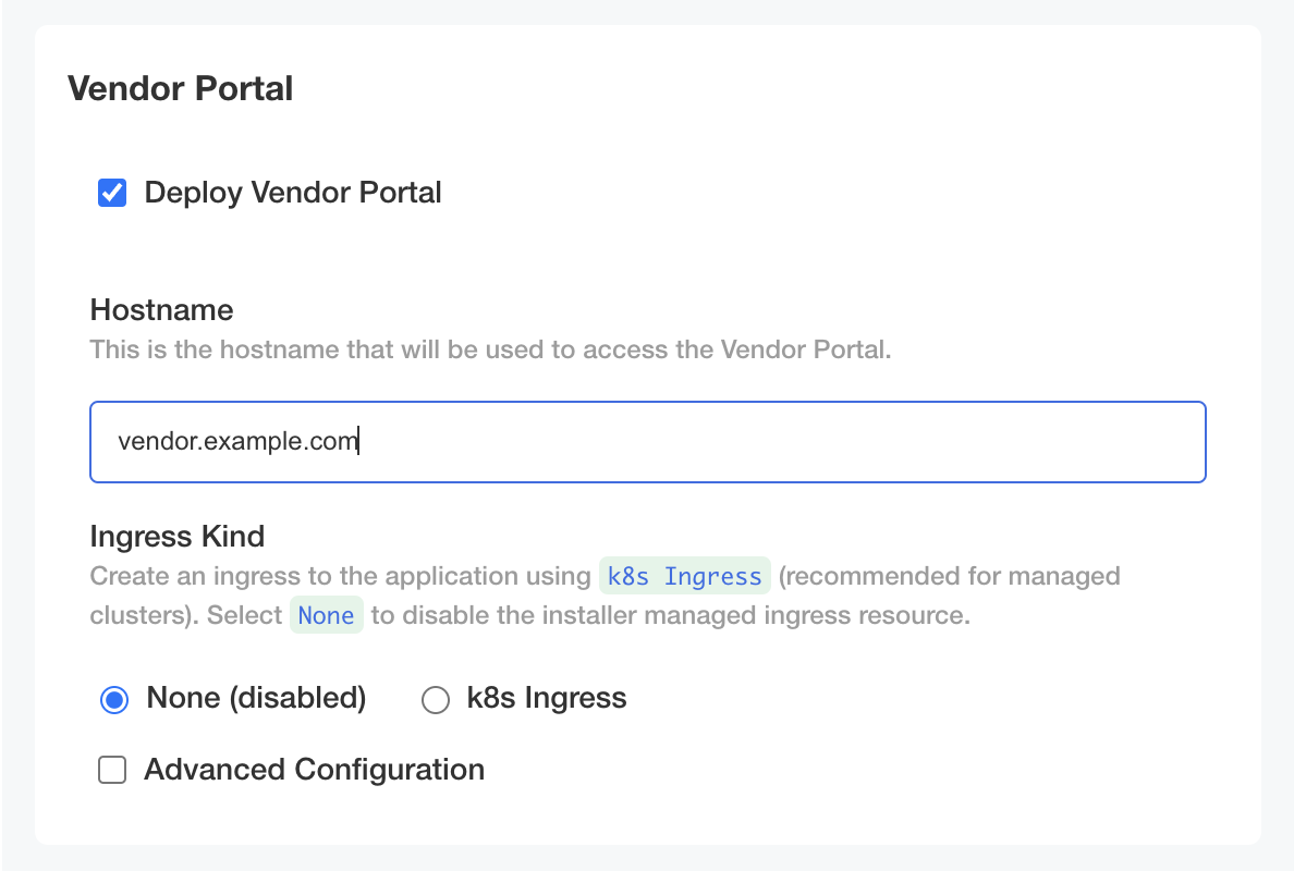 Vendor Portal Hostname